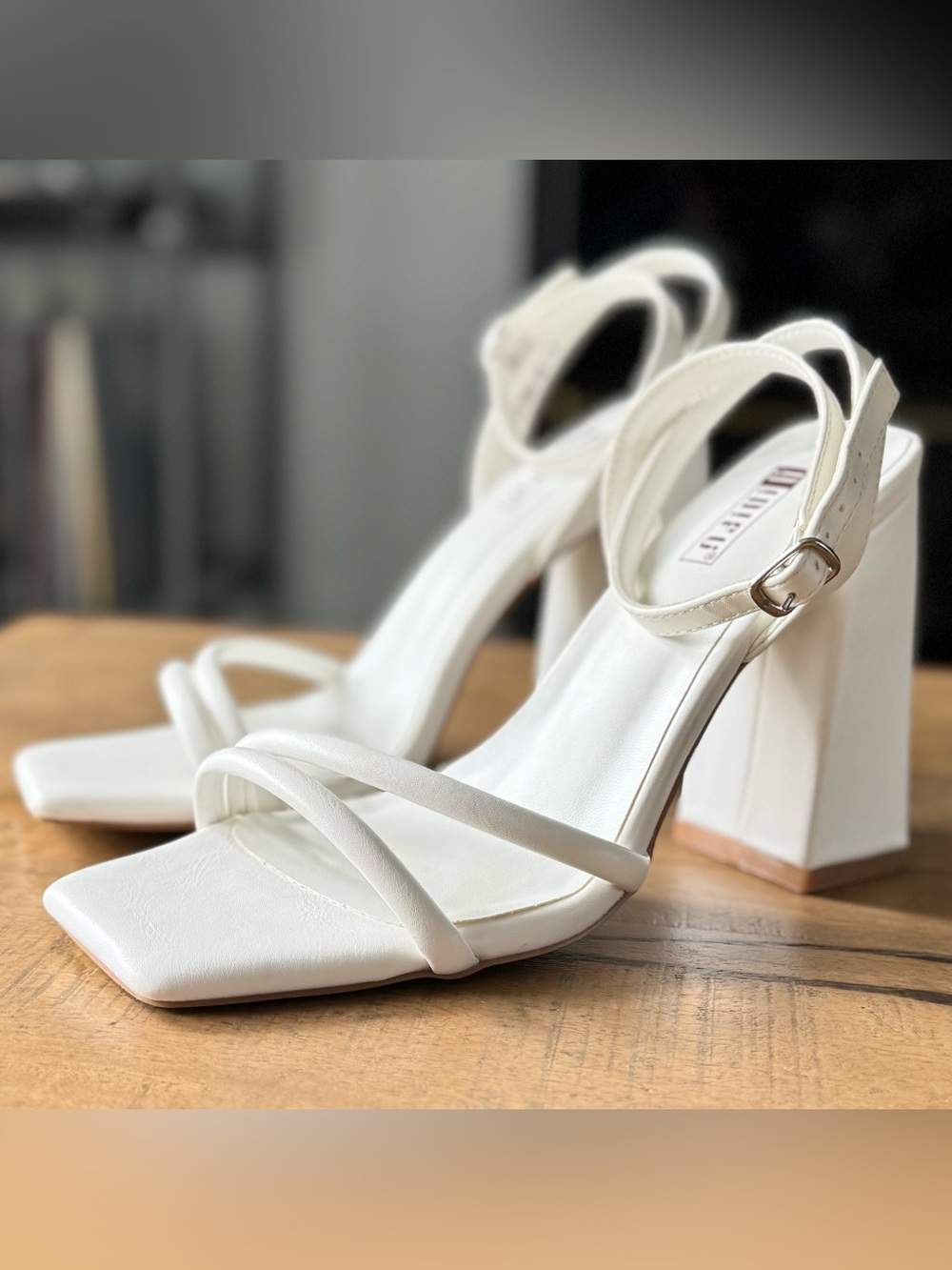 White Strappy Block Heel Sandals size 7.5
